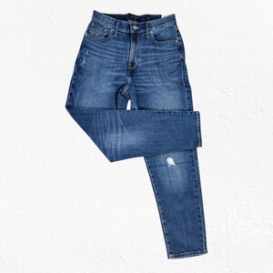 Lucky Brand Medium Wash High Waisted Distressed Drew Straight Mom Jeans Size 28